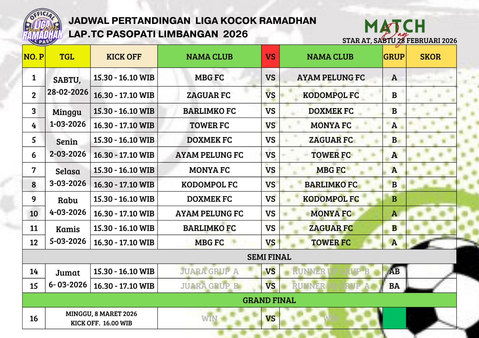 Isi Ngabuburit, Delapan Klub Ramaikan Liga Kocok Ramadan 2026 di Limbangan Garut