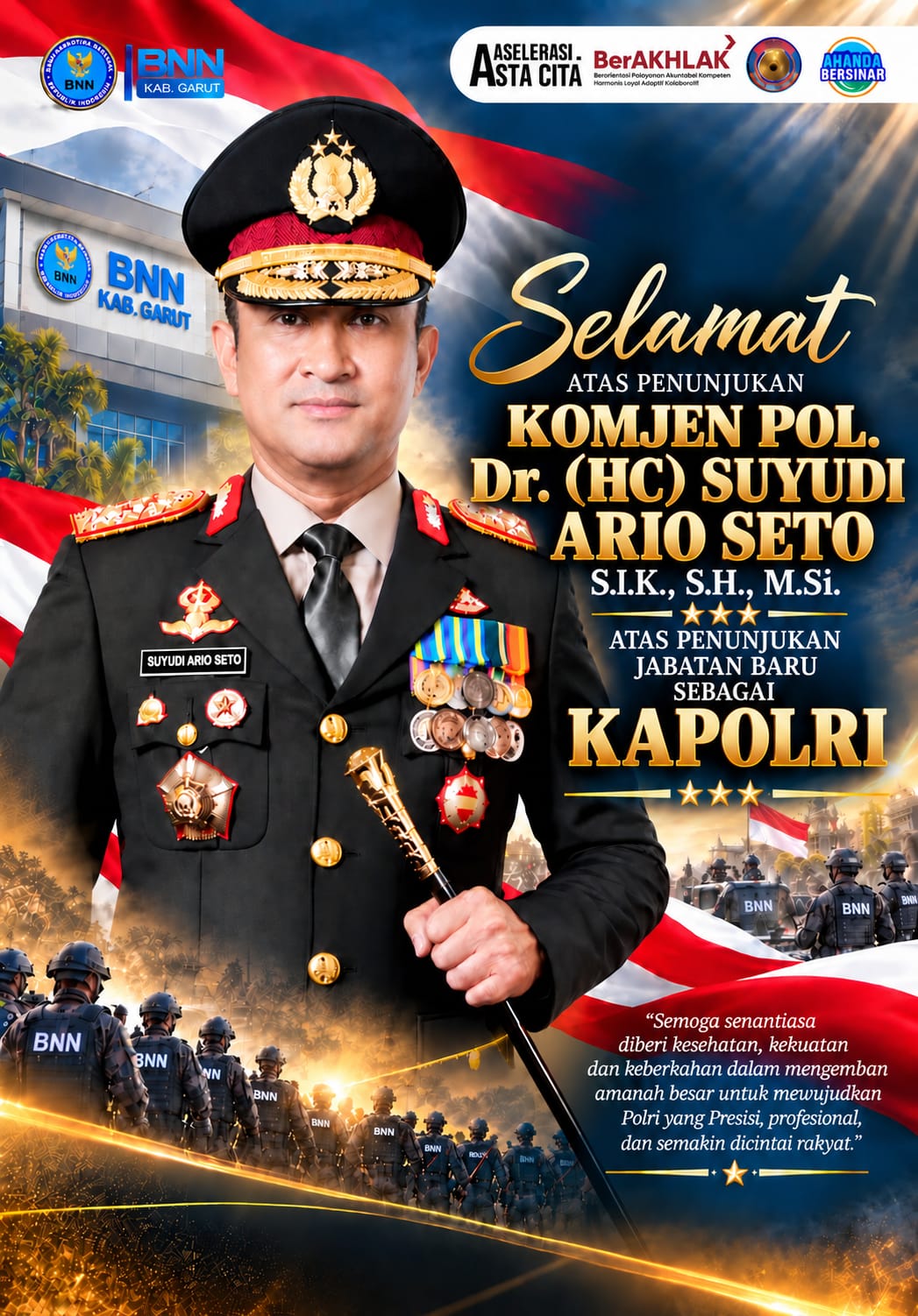 Kepala BNNK Garut Sampaikan Selamat Atas Penunjukan Kepala BNN RI sebagai Kapolri