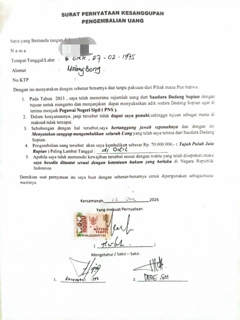 Oknum Kasi Pemerintahan di Garut Ini Tipu Warga Janjikan SK PNS